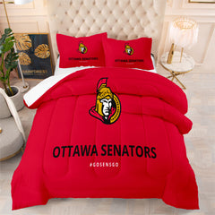 Ottawa Hockey Senators Comforter Pillowcases 3PC Sets Blanket All Season Reversible Quilted Duvet