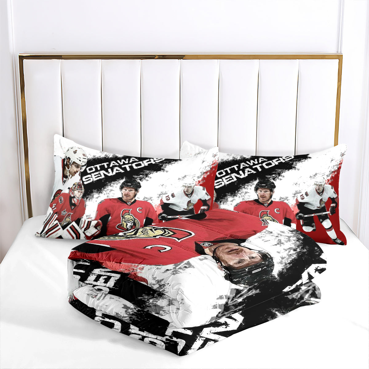 Ottawa Hockey Senators Comforter Pillowcases 3PC Sets Blanket All Season Reversible Quilted Duvet