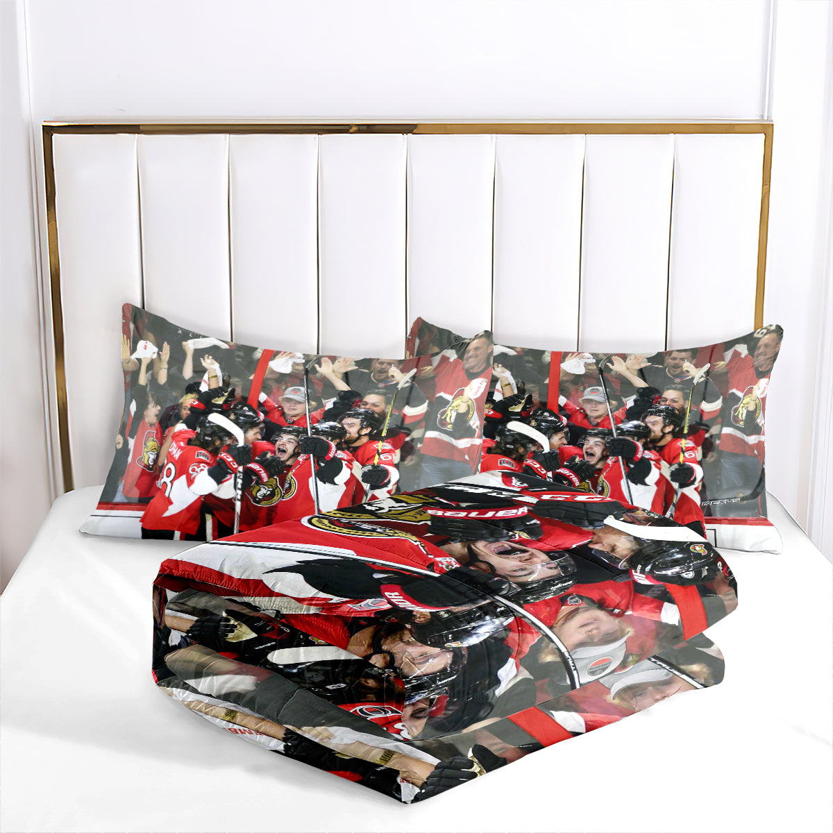 Ottawa Hockey Senators Comforter Pillowcases 3PC Sets Blanket All Season Reversible Quilted Duvet