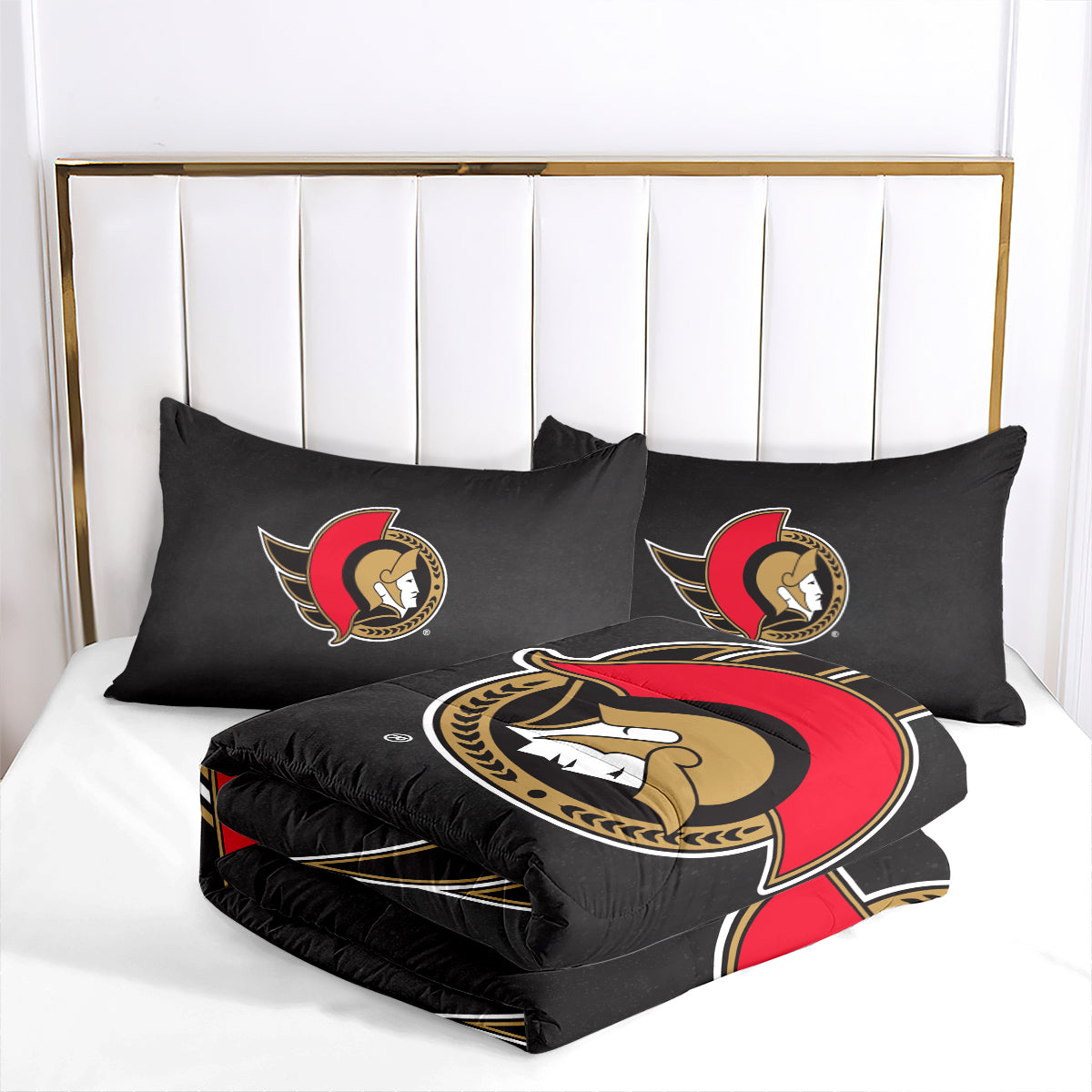 Ottawa Hockey Senators Comforter Pillowcases 3PC Sets Blanket All Season Reversible Quilted Duvet