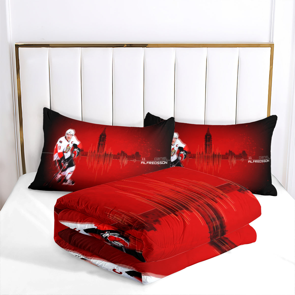 Ottawa Hockey Senators Comforter Pillowcases 3PC Sets Blanket All Season Reversible Quilted Duvet