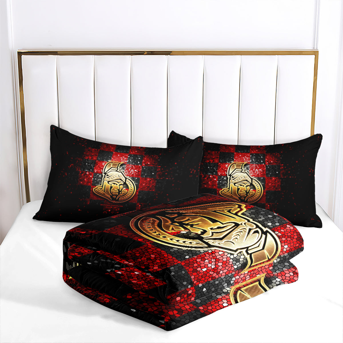 Ottawa Hockey Senators Comforter Pillowcases 3PC Sets Blanket All Season Reversible Quilted Duvet