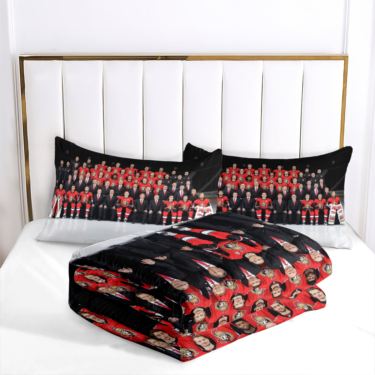 Ottawa Hockey Senators Comforter Pillowcases 3PC Sets Blanket All Season Reversible Quilted Duvet