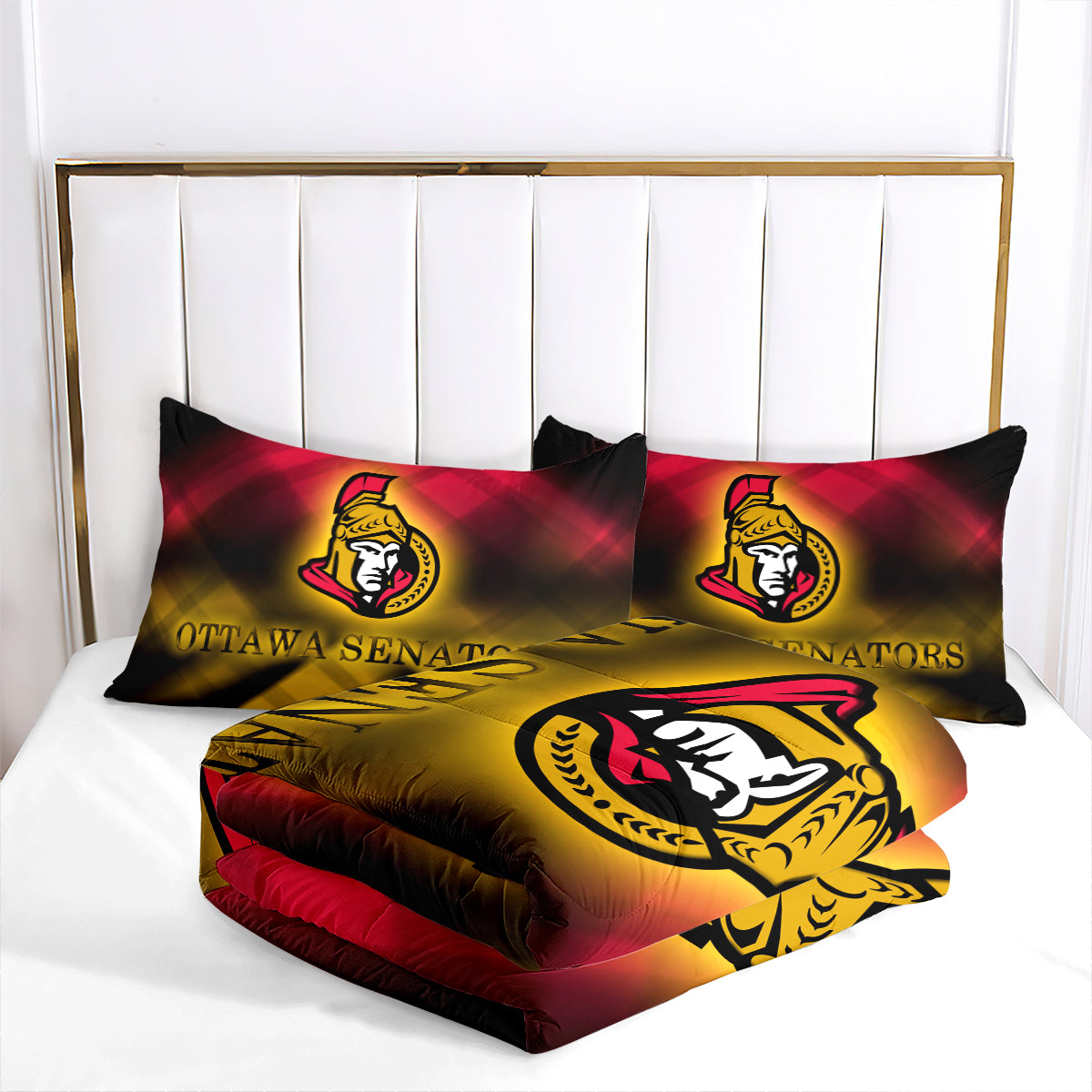 Ottawa Hockey Senators Comforter Pillowcases 3PC Sets Blanket All Season Reversible Quilted Duvet