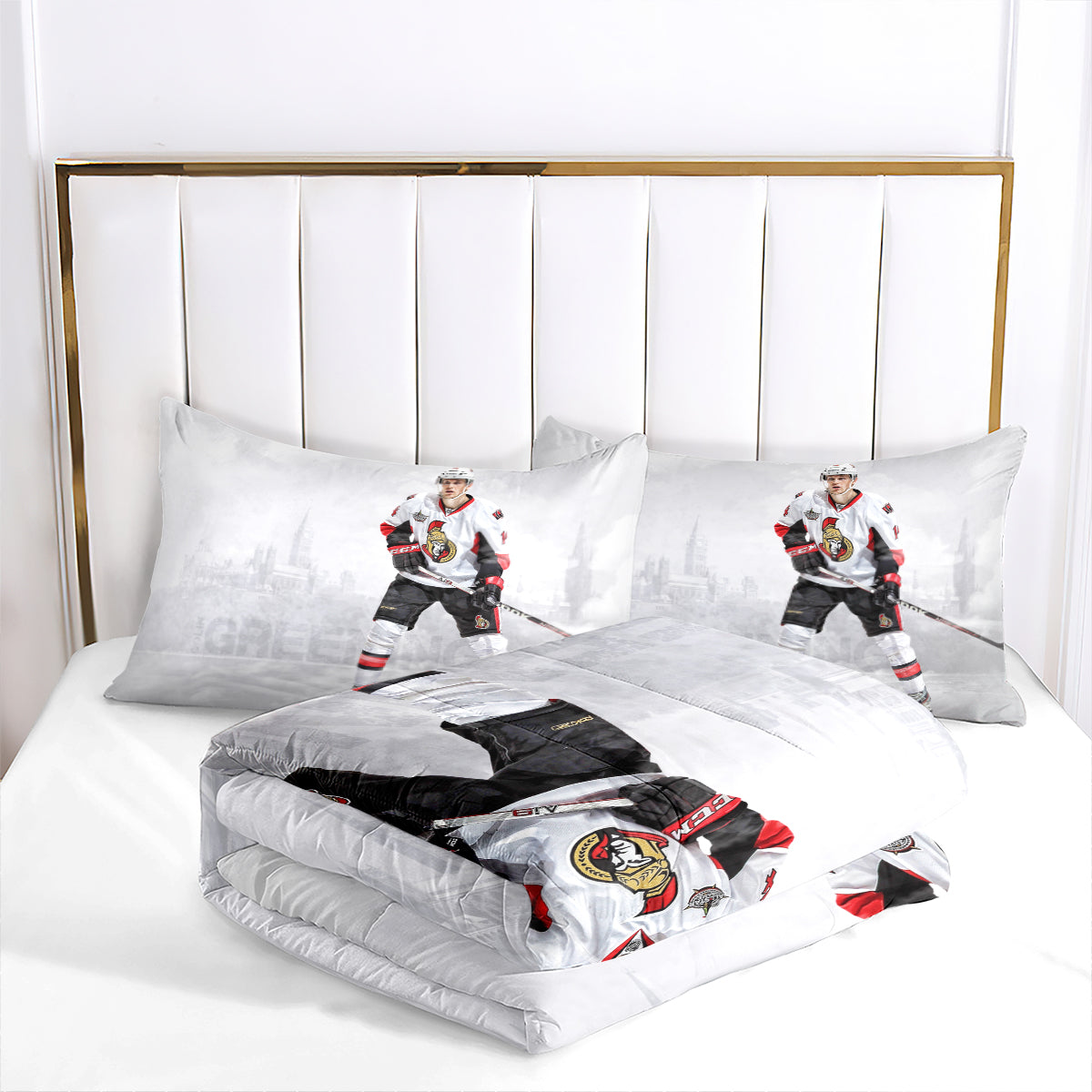 Ottawa Hockey Senators Comforter Pillowcases 3PC Sets Blanket All Season Reversible Quilted Duvet