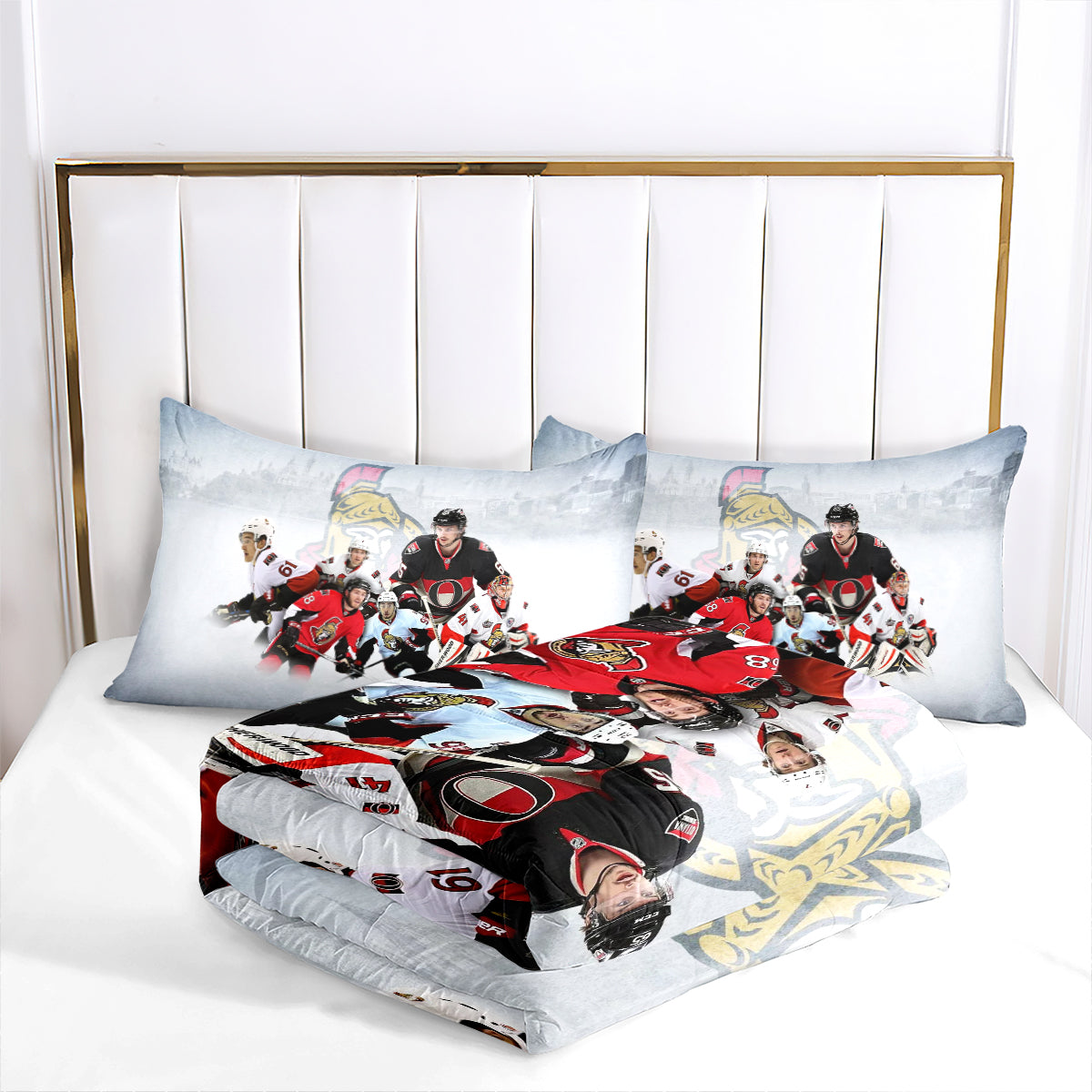 Ottawa Hockey Senators Comforter Pillowcases 3PC Sets Blanket All Season Reversible Quilted Duvet