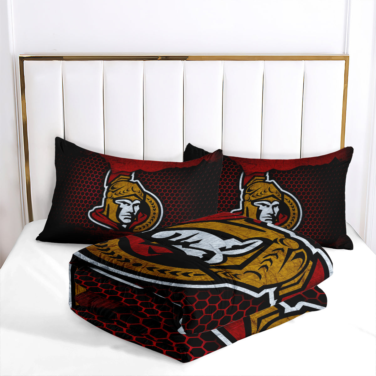 Ottawa Hockey Senators Comforter Pillowcases 3PC Sets Blanket All Season Reversible Quilted Duvet