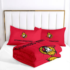Ottawa Hockey Senators Comforter Pillowcases 3PC Sets Blanket All Season Reversible Quilted Duvet