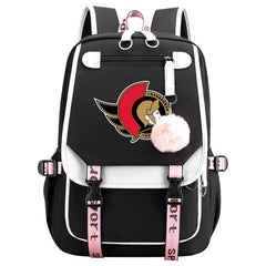 Ottawa Senators Hockey League Waterproof Backpack School Notebook Travel Bag USB Charging