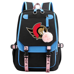 Ottawa Senators Hockey League Waterproof Backpack School Notebook Travel Bag USB Charging