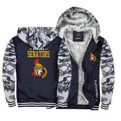 Ottawa Senators Hockey Team Unisex Lined Hoodie Fleece Sweatshirt Full Zipper Hooded Thicken Jacket