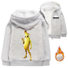Peely Banana Sherpa Lined Hoodie Fleece Sweatshirt Full Zip Hooded Jacket for Kids