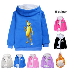 Peely Banana Sherpa Lined Hoodie Fleece Sweatshirt Full Zip Hooded Jacket for Kids