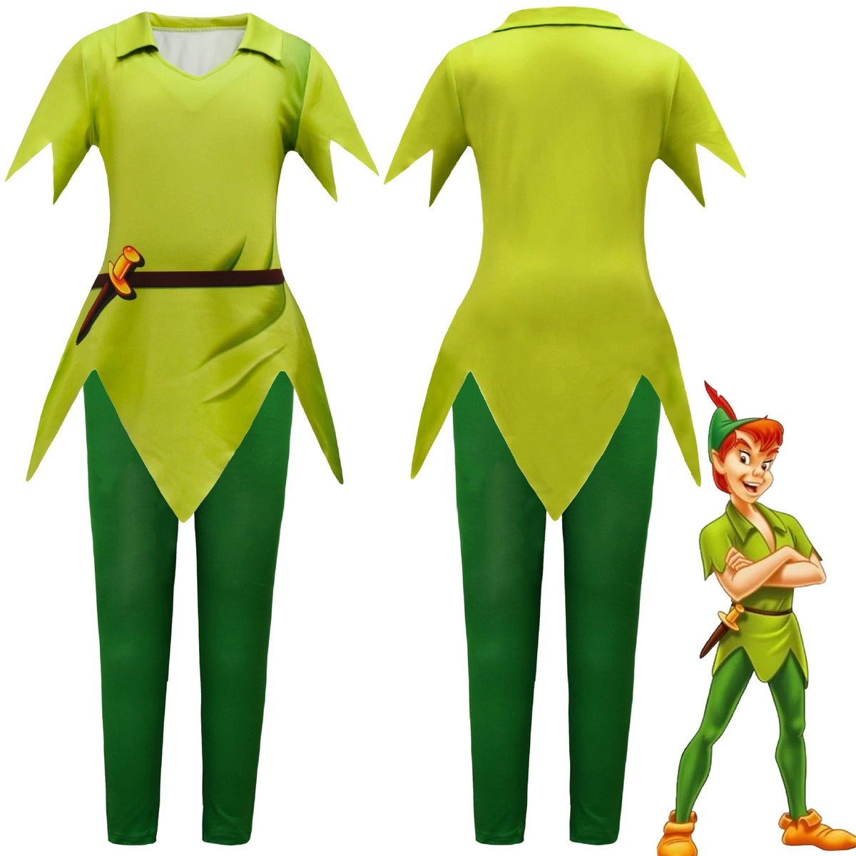 Peter Pan Cosplay Costume with Mask Boys Girls Bodysuit Halloween Fancy Jumpsuits