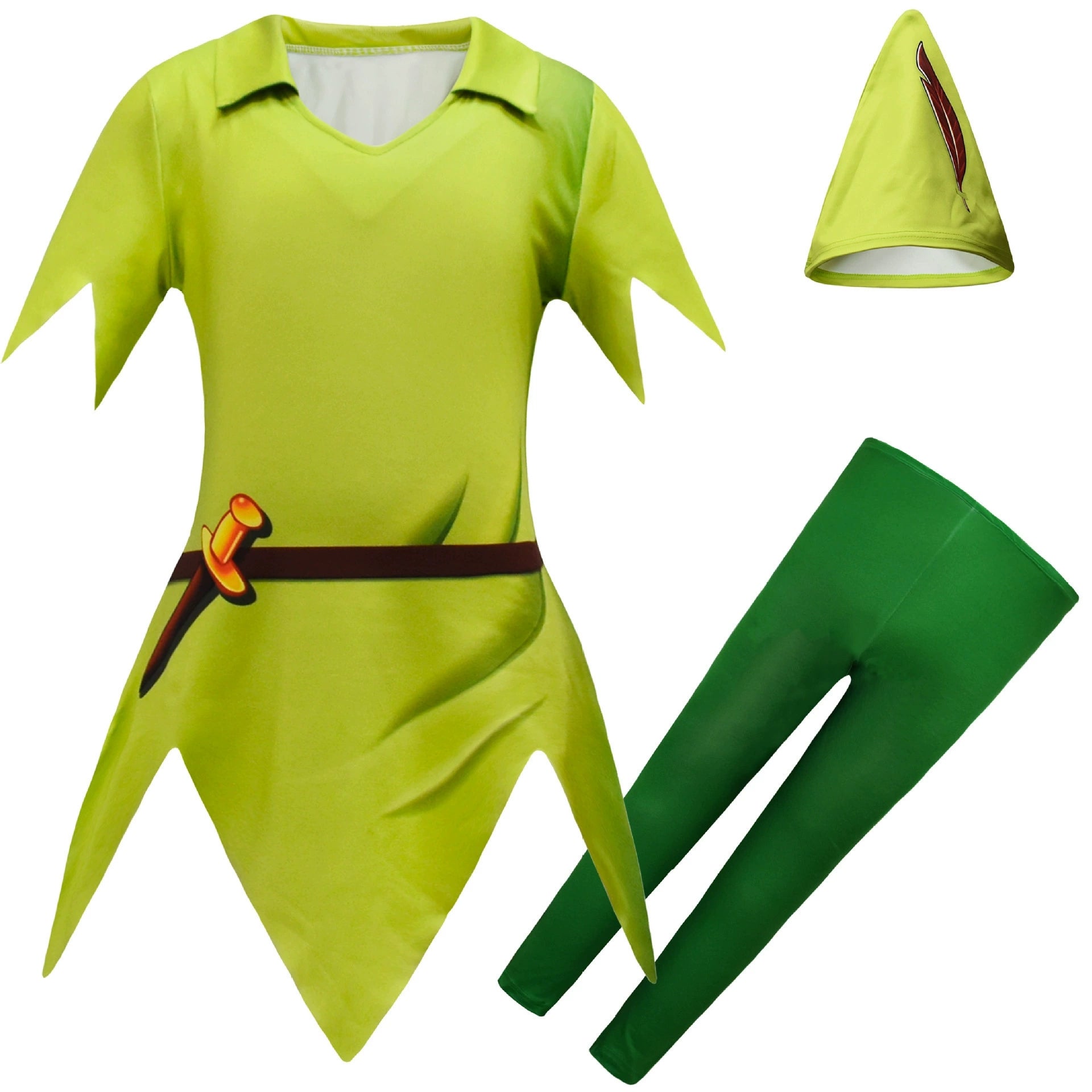 Peter Pan Cosplay Costume with Mask Boys Girls Bodysuit Halloween Fancy Jumpsuits
