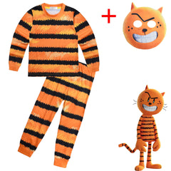 Dogman Petey the Cat Cosplay Costume with Mask Boys Girls Long Sleeve Shirt Pants