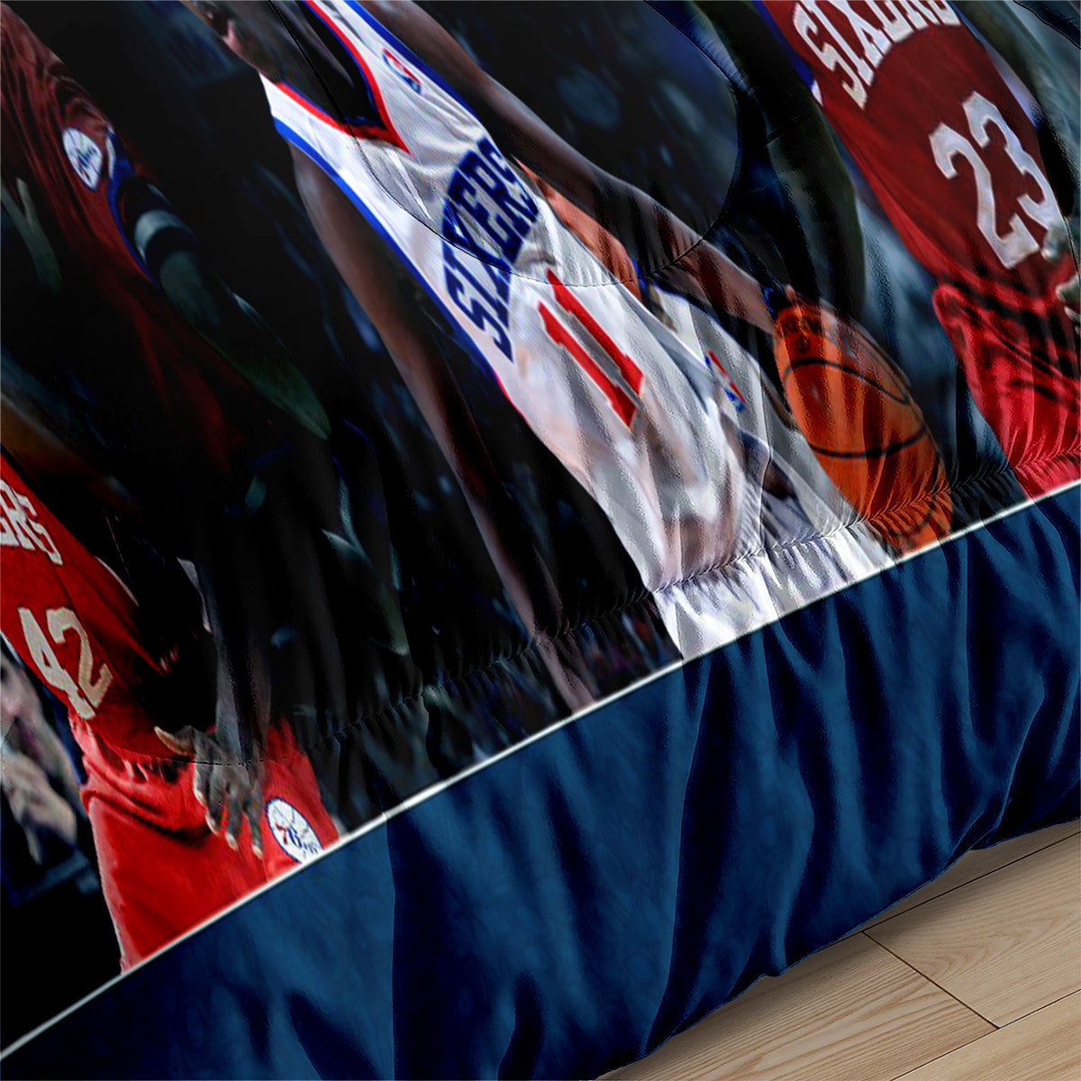 Philadelphia Basketball 76ers Comforter Pillowcases 3PC Sets Blanket All Season Reversible Quilted Duvet