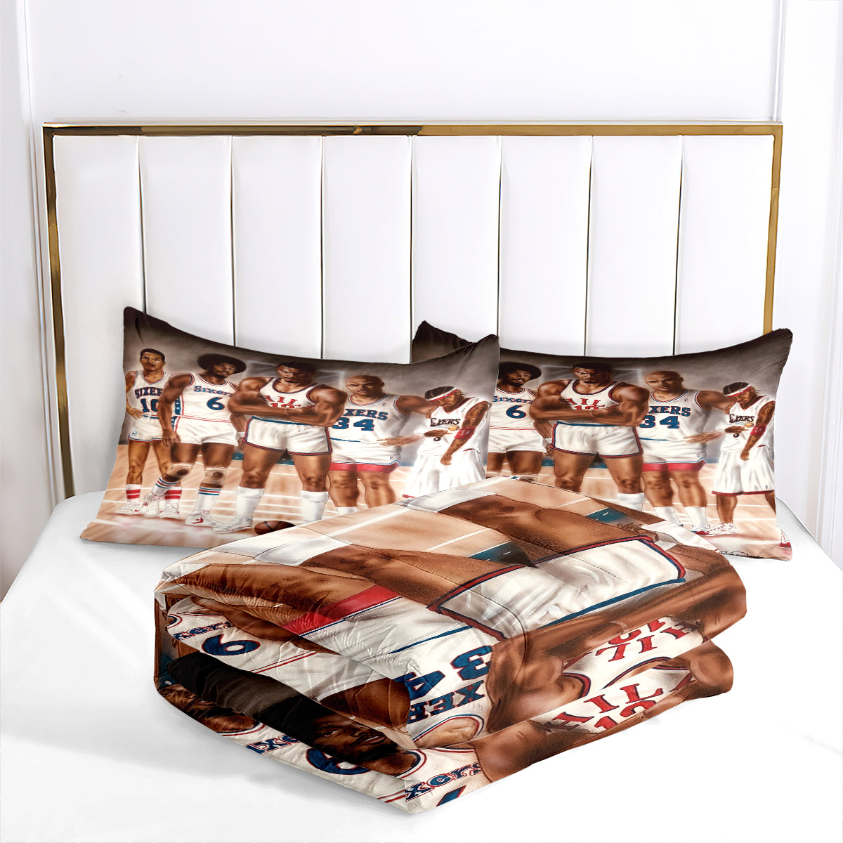 Philadelphia Basketball 76ers Comforter Pillowcases 3PC Sets Blanket All Season Reversible Quilted Duvet