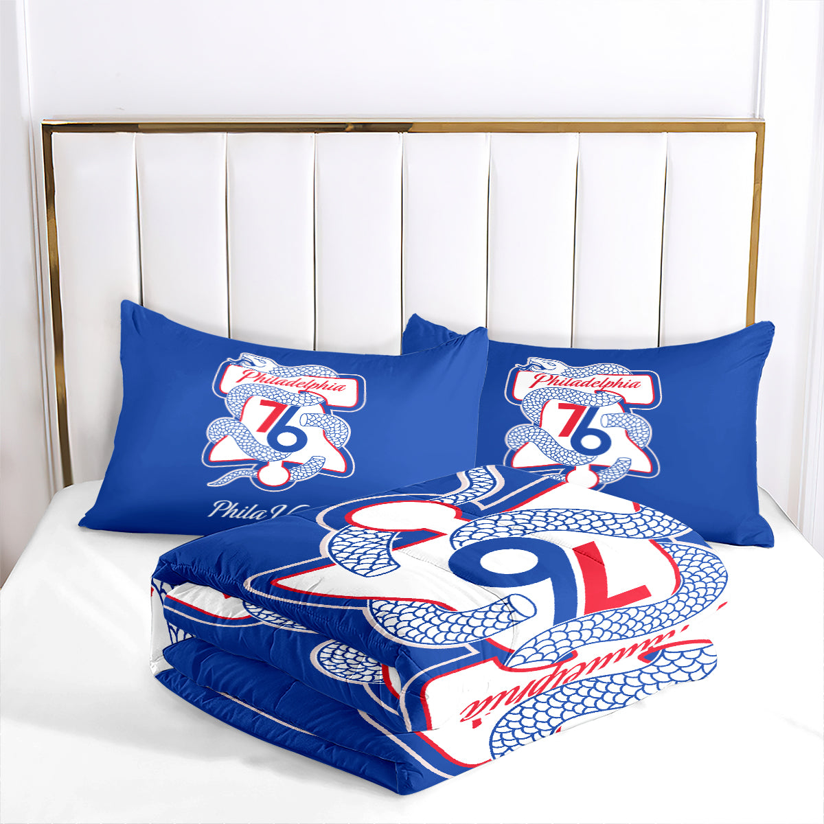 Philadelphia Basketball 76ers Comforter Pillowcases 3PC Sets Blanket All Season Reversible Quilted Duvet