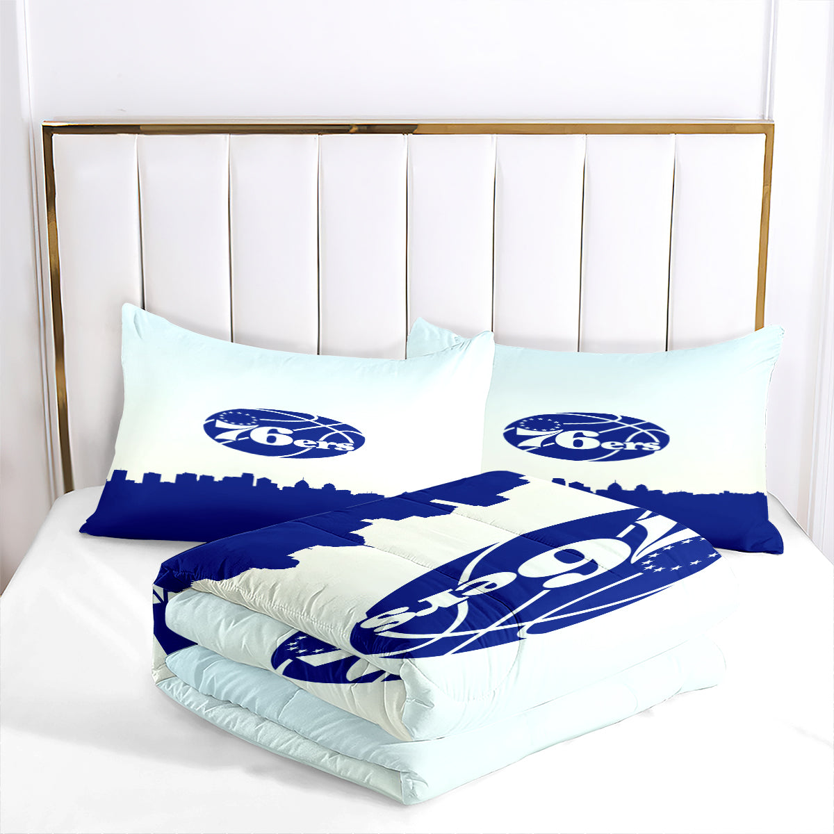 Philadelphia Basketball 76ers Comforter Pillowcases 3PC Sets Blanket All Season Reversible Quilted Duvet
