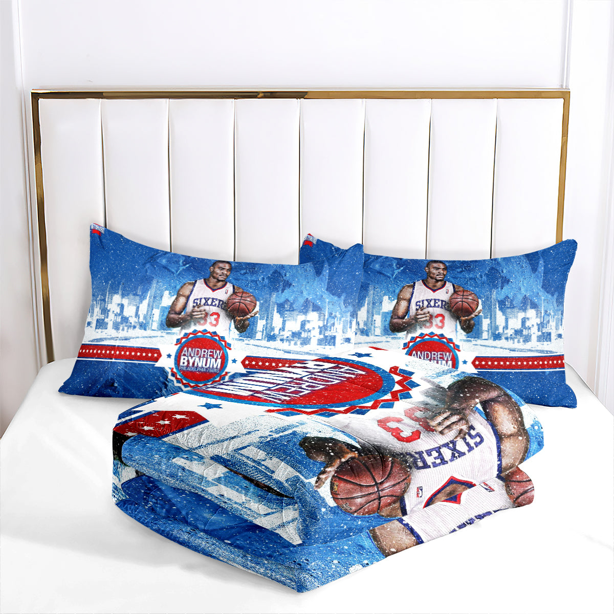 Philadelphia Basketball 76ers Comforter Pillowcases 3PC Sets Blanket All Season Reversible Quilted Duvet