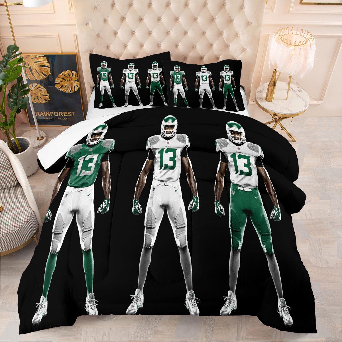 Philadelphia Rugby Eagles Comforter Pillowcases 3PC Sets Blanket All Season Reversible Quilted Duvet