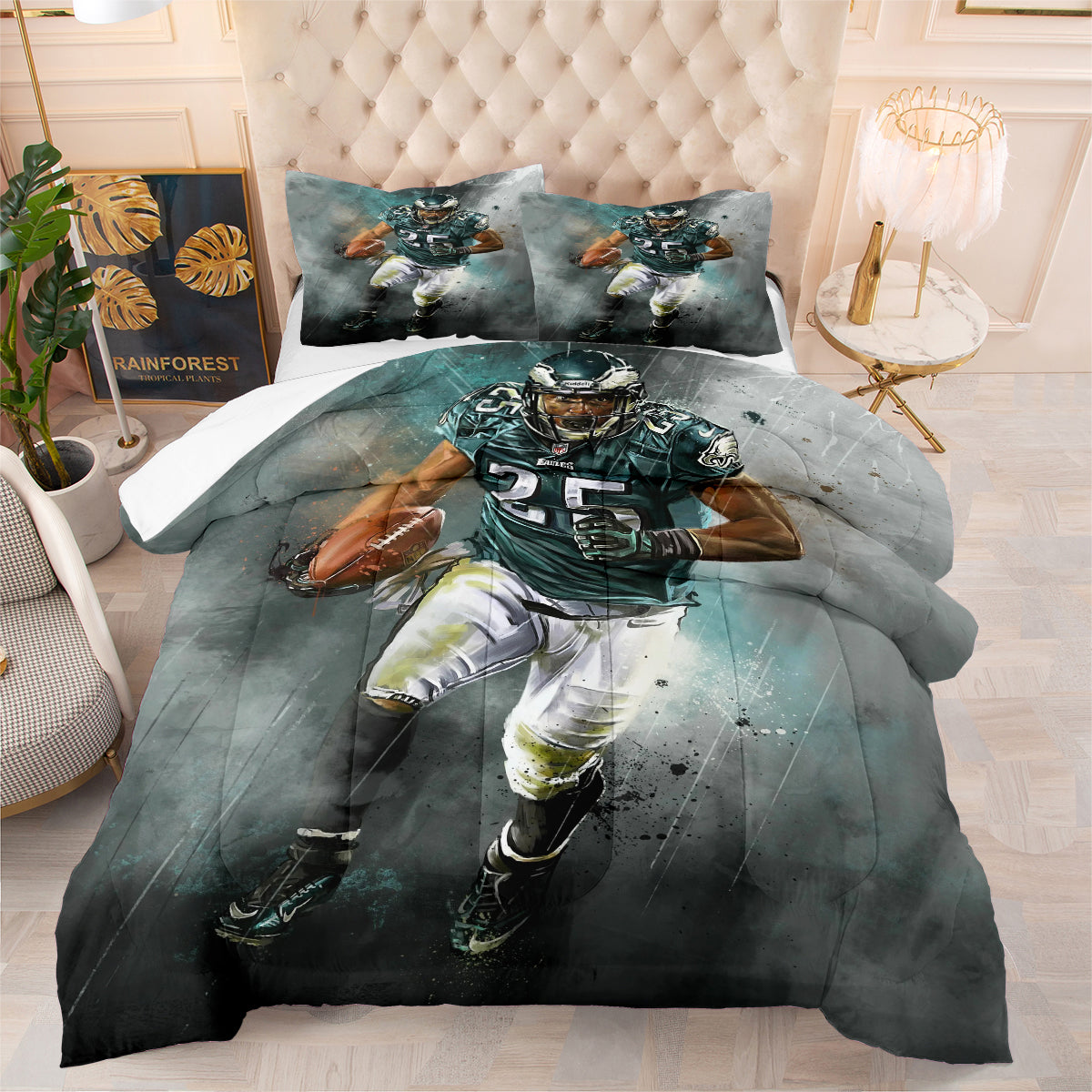 Philadelphia Rugby Eagles Comforter Pillowcases 3PC Sets Blanket All Season Reversible Quilted Duvet
