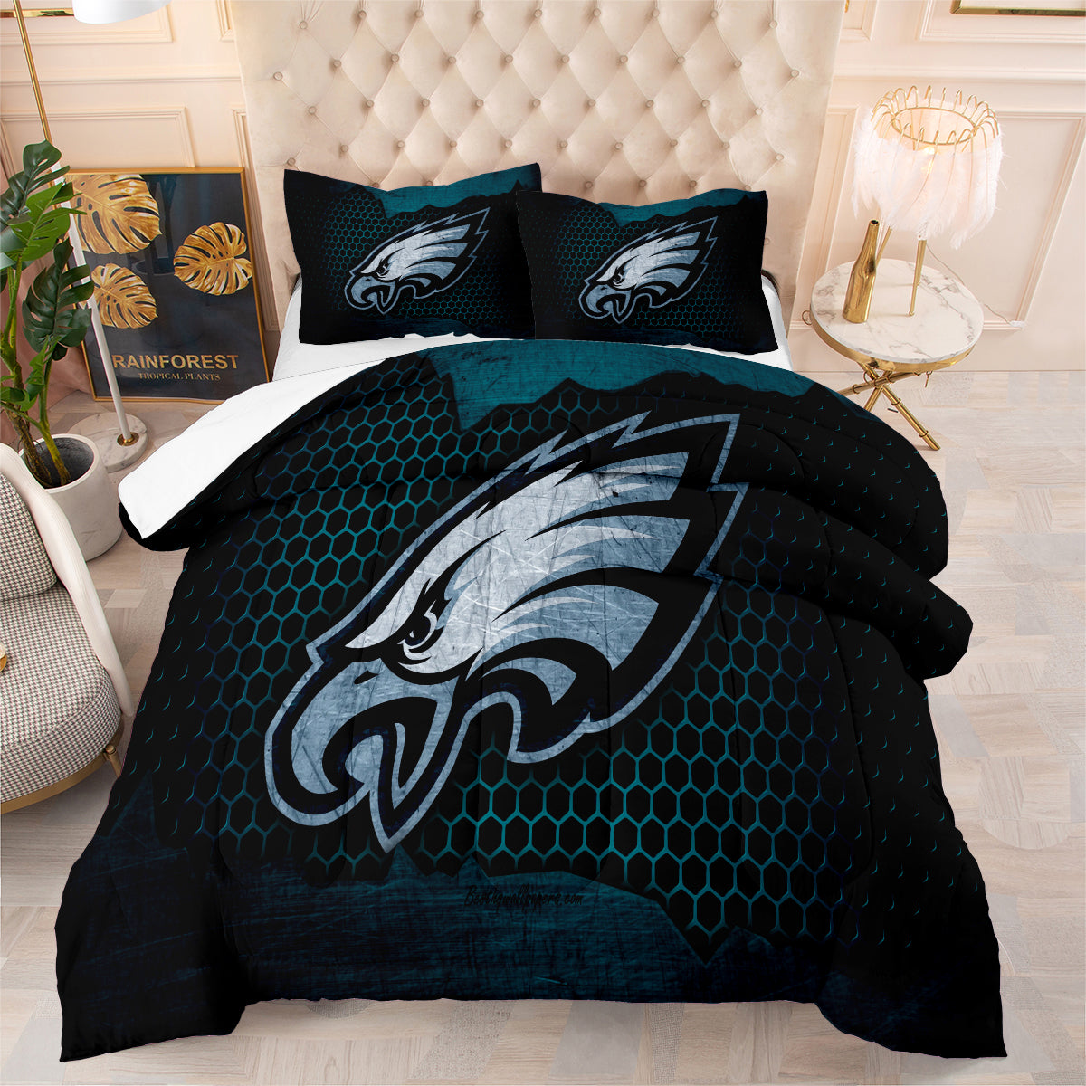 Philadelphia Rugby Eagles Comforter Pillowcases 3PC Sets Blanket All Season Reversible Quilted Duvet