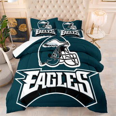 Philadelphia Rugby Eagles Comforter Pillowcases 3PC Sets Blanket All Season Reversible Quilted Duvet