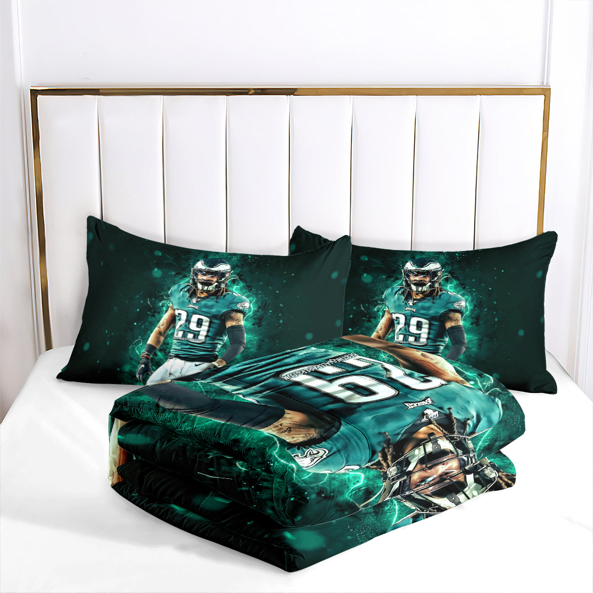 Philadelphia Rugby Eagles Comforter Pillowcases 3PC Sets Blanket All Season Reversible Quilted Duvet