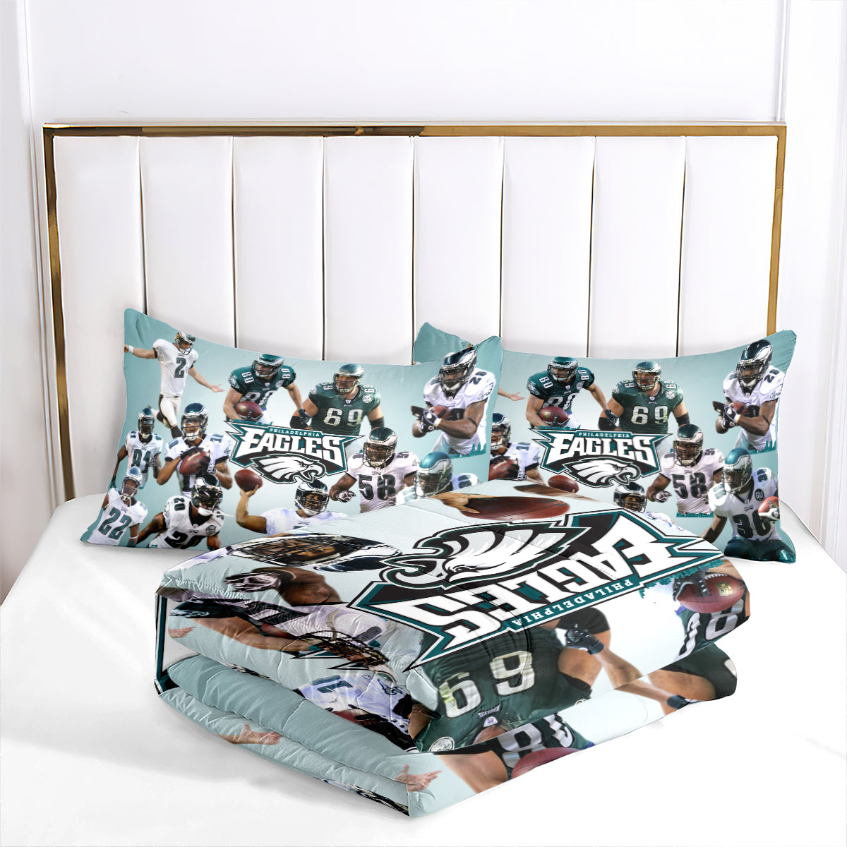 Philadelphia Rugby Eagles Comforter Pillowcases 3PC Sets Blanket All Season Reversible Quilted Duvet