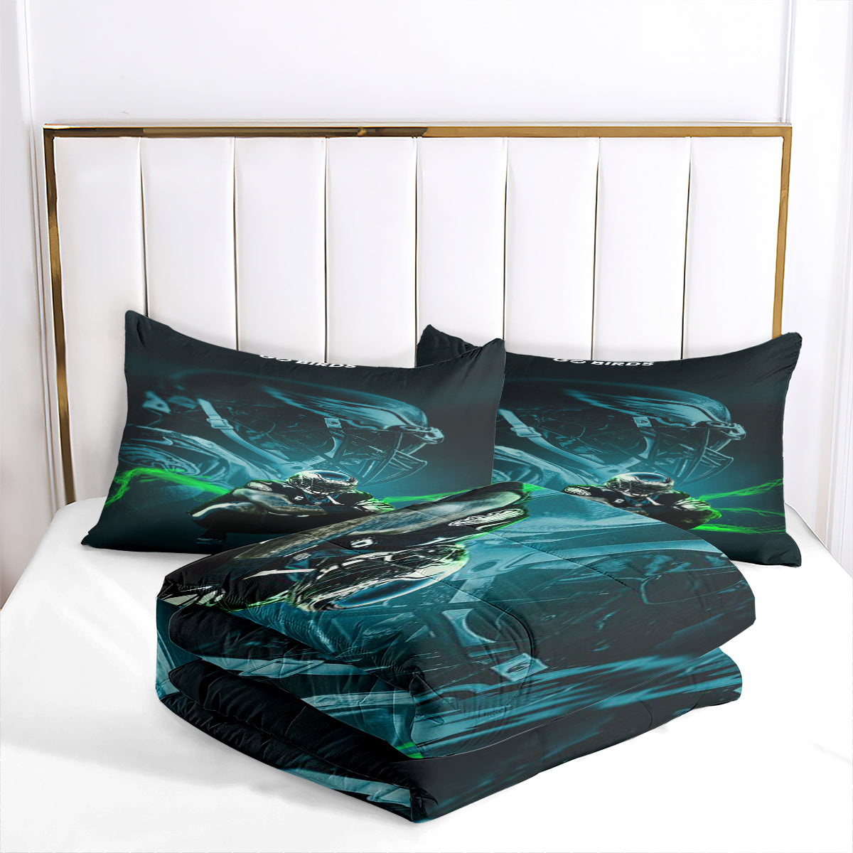 Philadelphia Rugby Eagles Comforter Pillowcases 3PC Sets Blanket All Season Reversible Quilted Duvet
