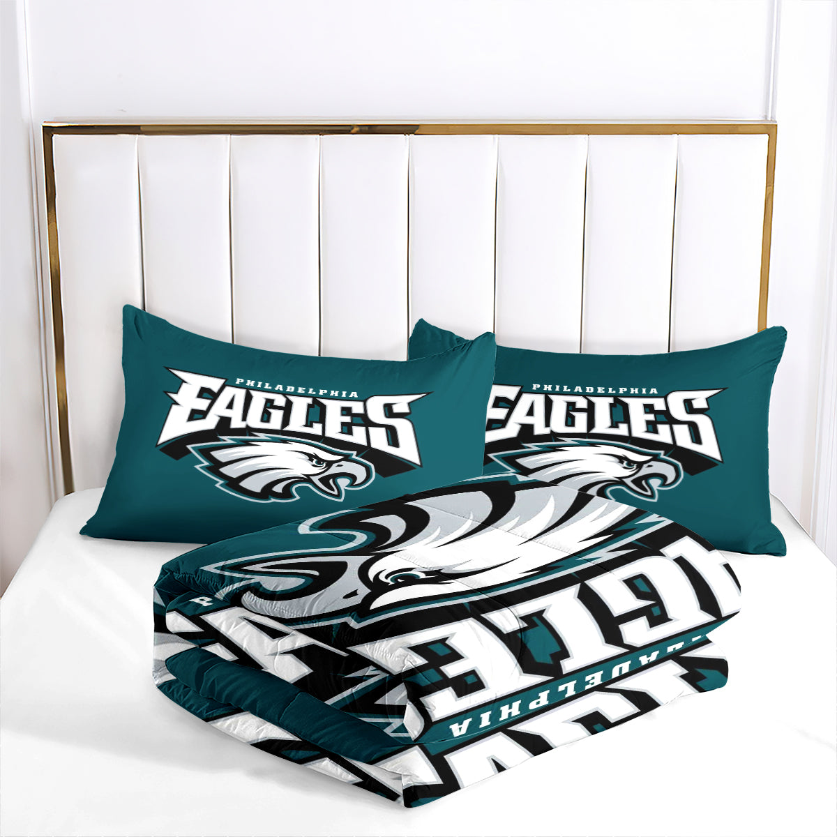 Philadelphia Rugby Eagles Comforter Pillowcases 3PC Sets Blanket All Season Reversible Quilted Duvet