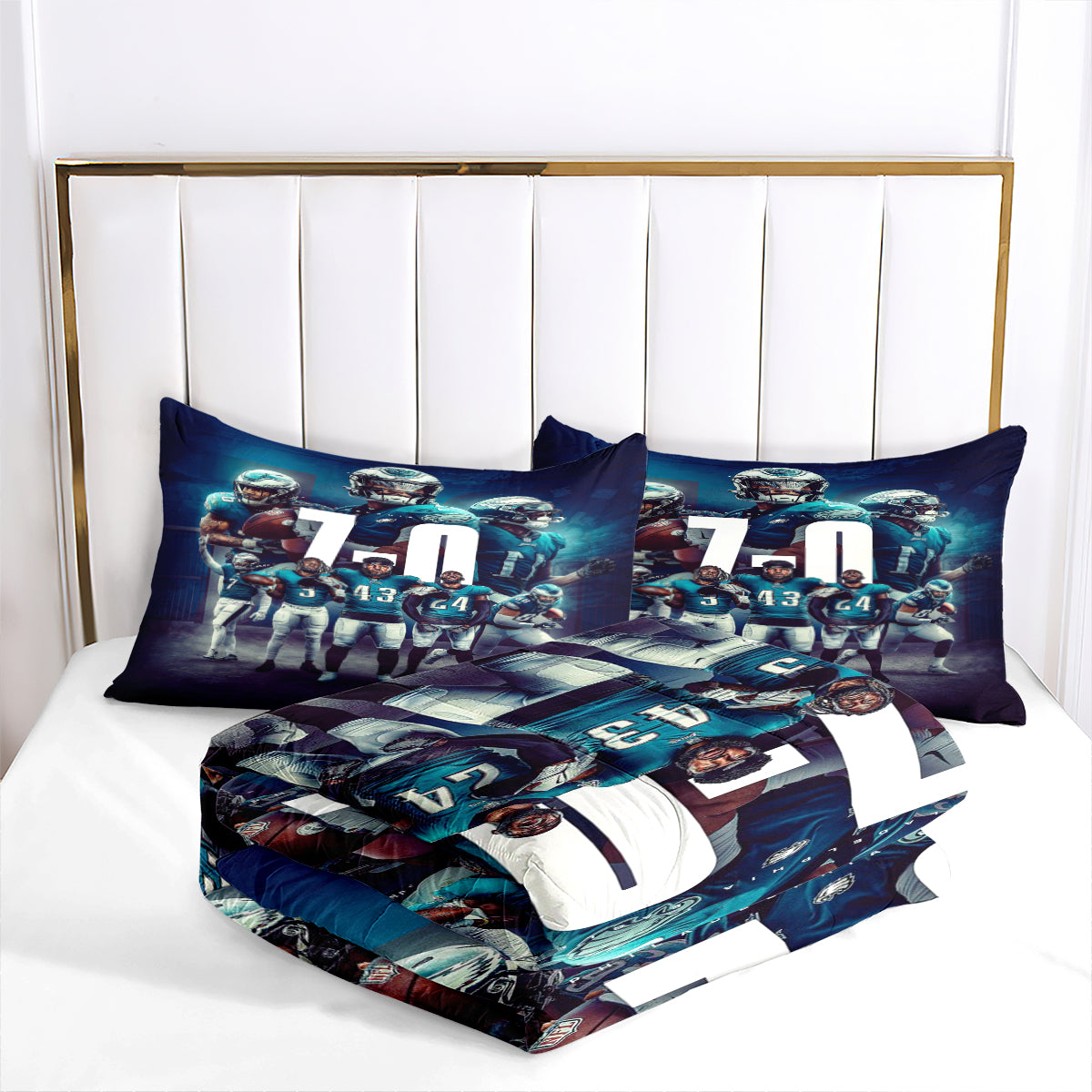 Philadelphia Rugby Eagles Comforter Pillowcases 3PC Sets Blanket All Season Reversible Quilted Duvet