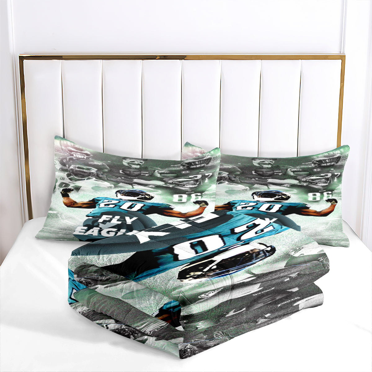 Philadelphia Rugby Eagles Comforter Pillowcases 3PC Sets Blanket All Season Reversible Quilted Duvet