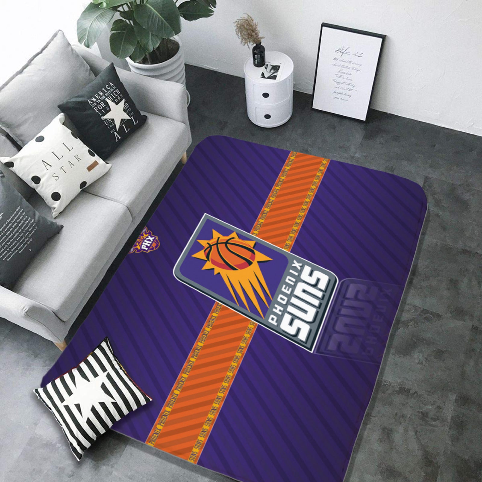 Phoenix Basketball Suns Rugs Bedroom Living Room Bathroom Carpet Mat Rug