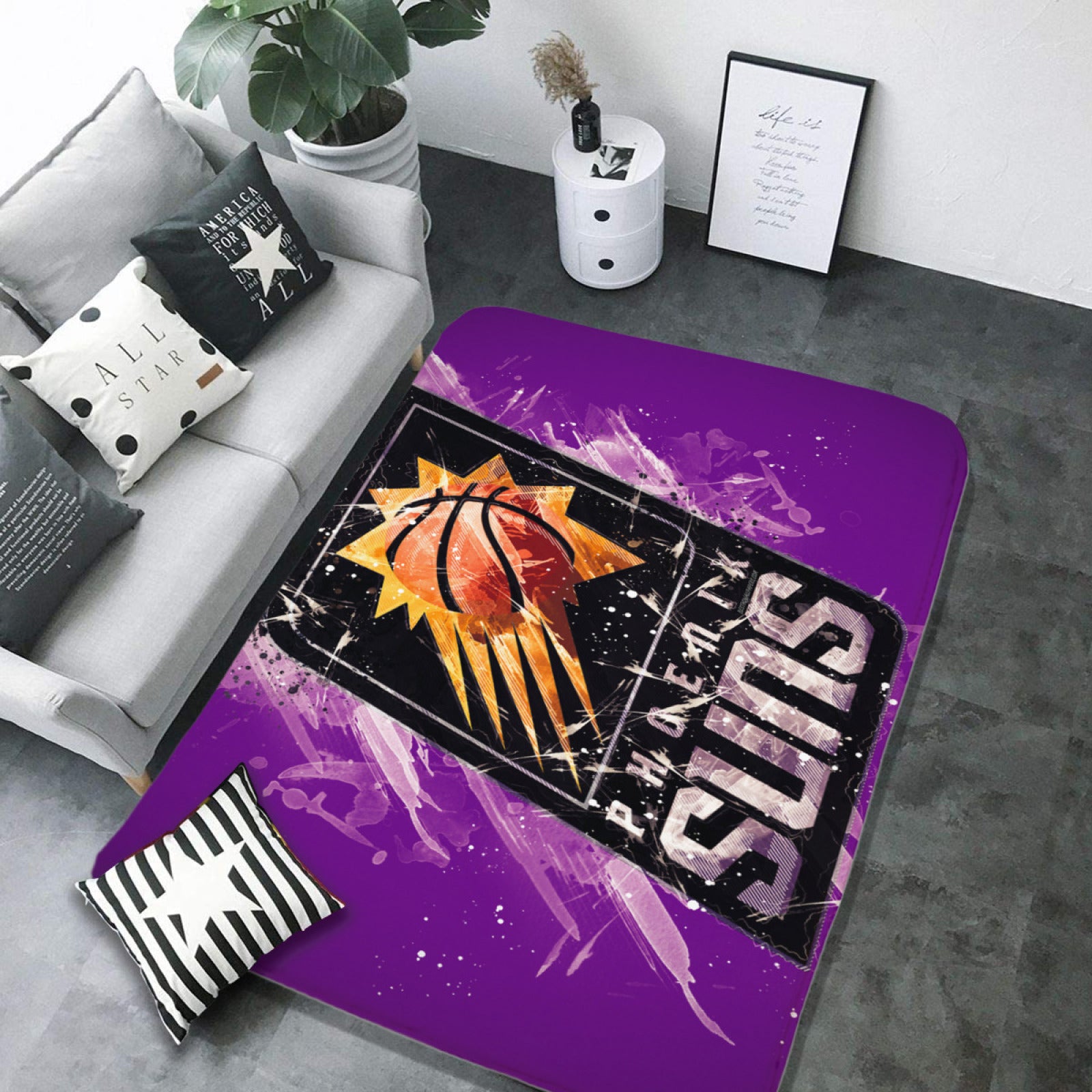 Phoenix Basketball Suns Rugs Bedroom Living Room Bathroom Carpet Mat Rug