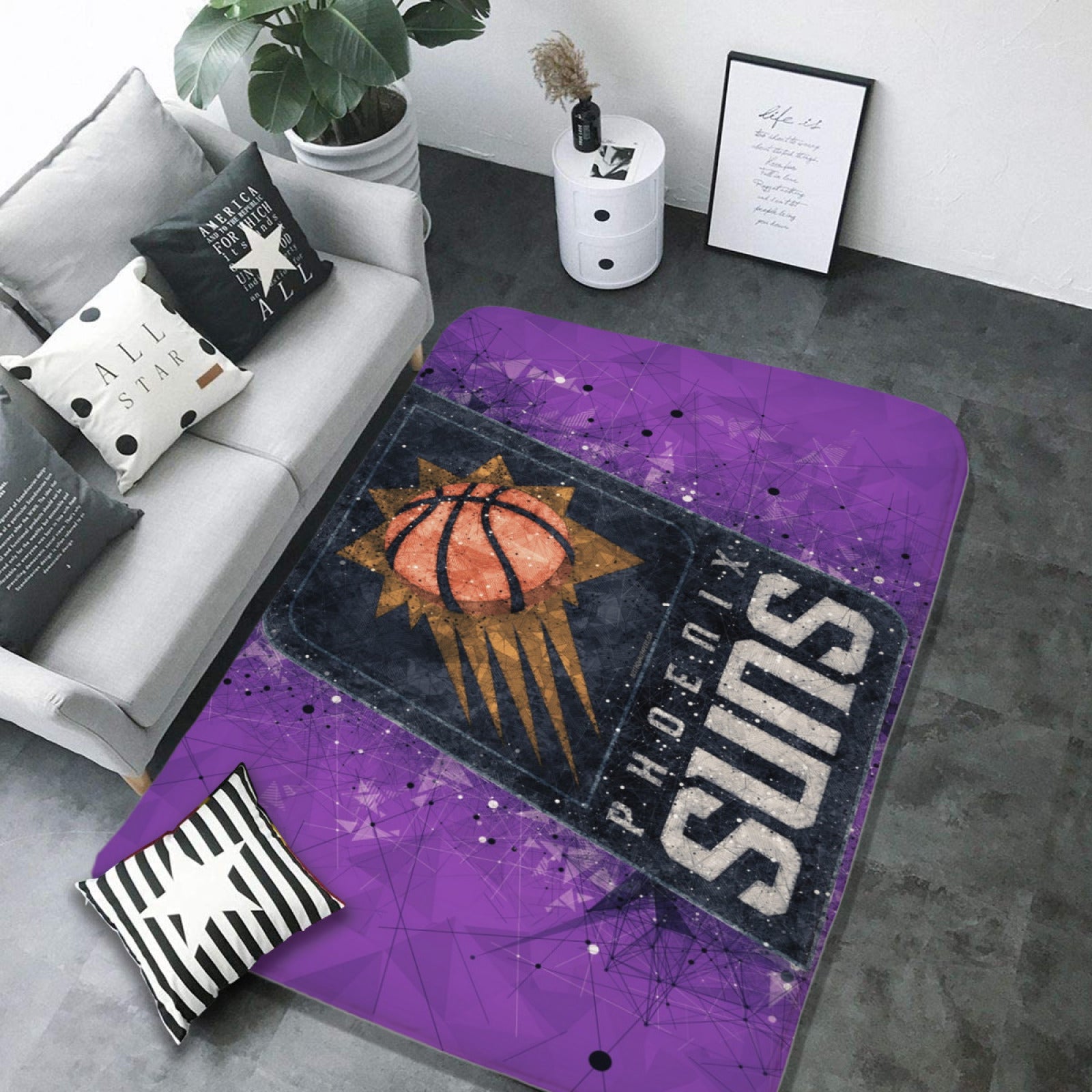 Phoenix Basketball Suns Rugs Bedroom Living Room Bathroom Carpet Mat Rug