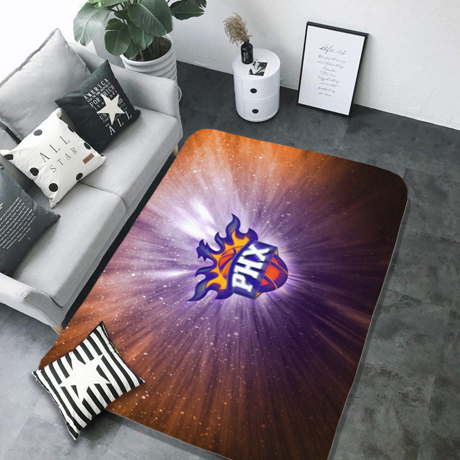 Phoenix Basketball Suns Rugs Bedroom Living Room Bathroom Carpet Mat Rug