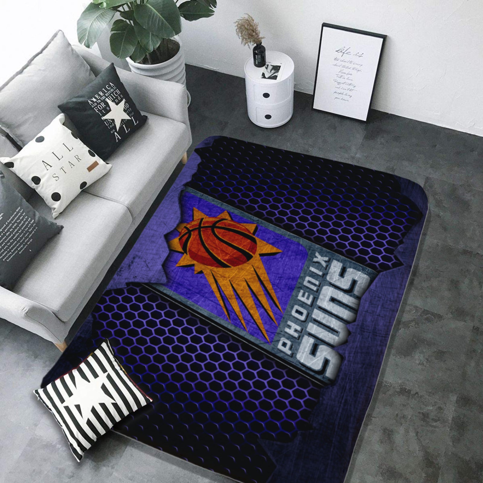 Phoenix Basketball Suns Rugs Bedroom Living Room Bathroom Carpet Mat Rug