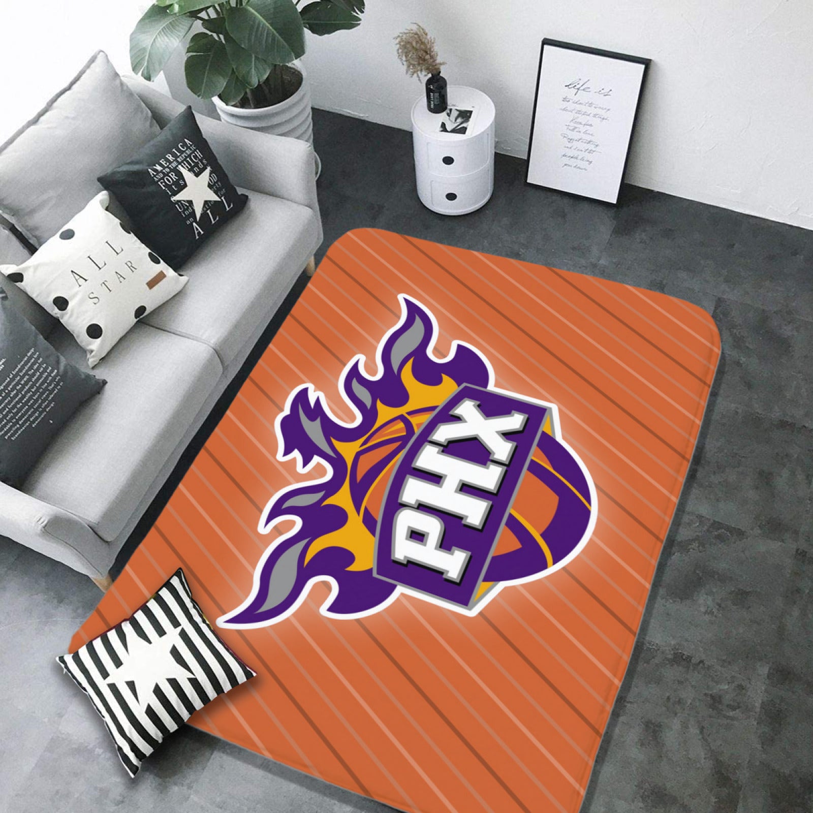 Phoenix Basketball Suns Rugs Bedroom Living Room Bathroom Carpet Mat Rug