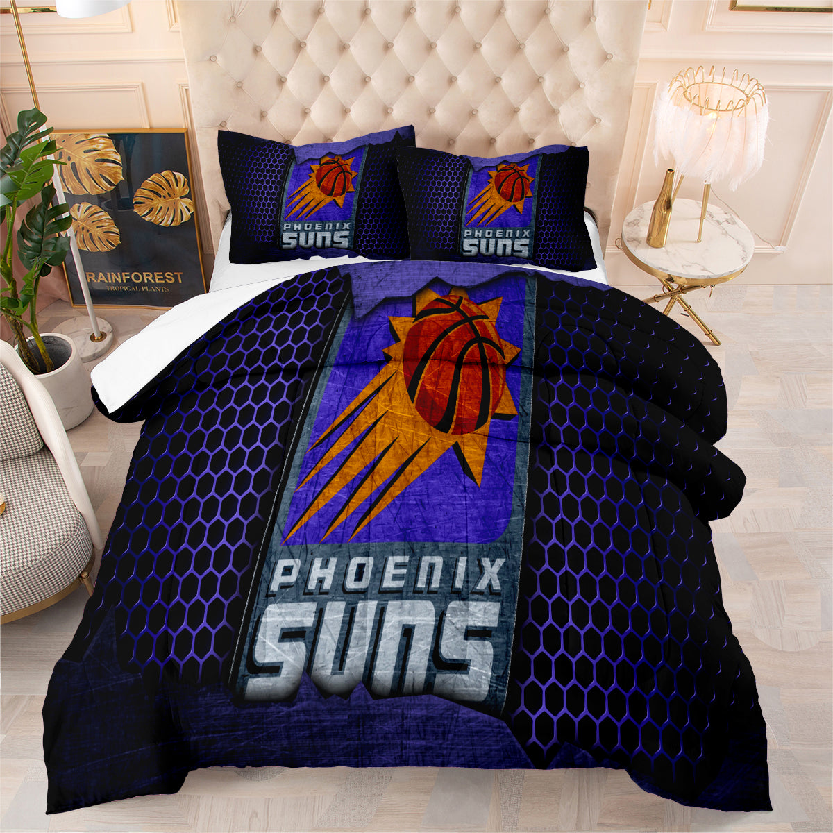 Phoenix Basketball Suns Comforter Pillowcases 3PC Sets All Season Reversible Quilted Duvet