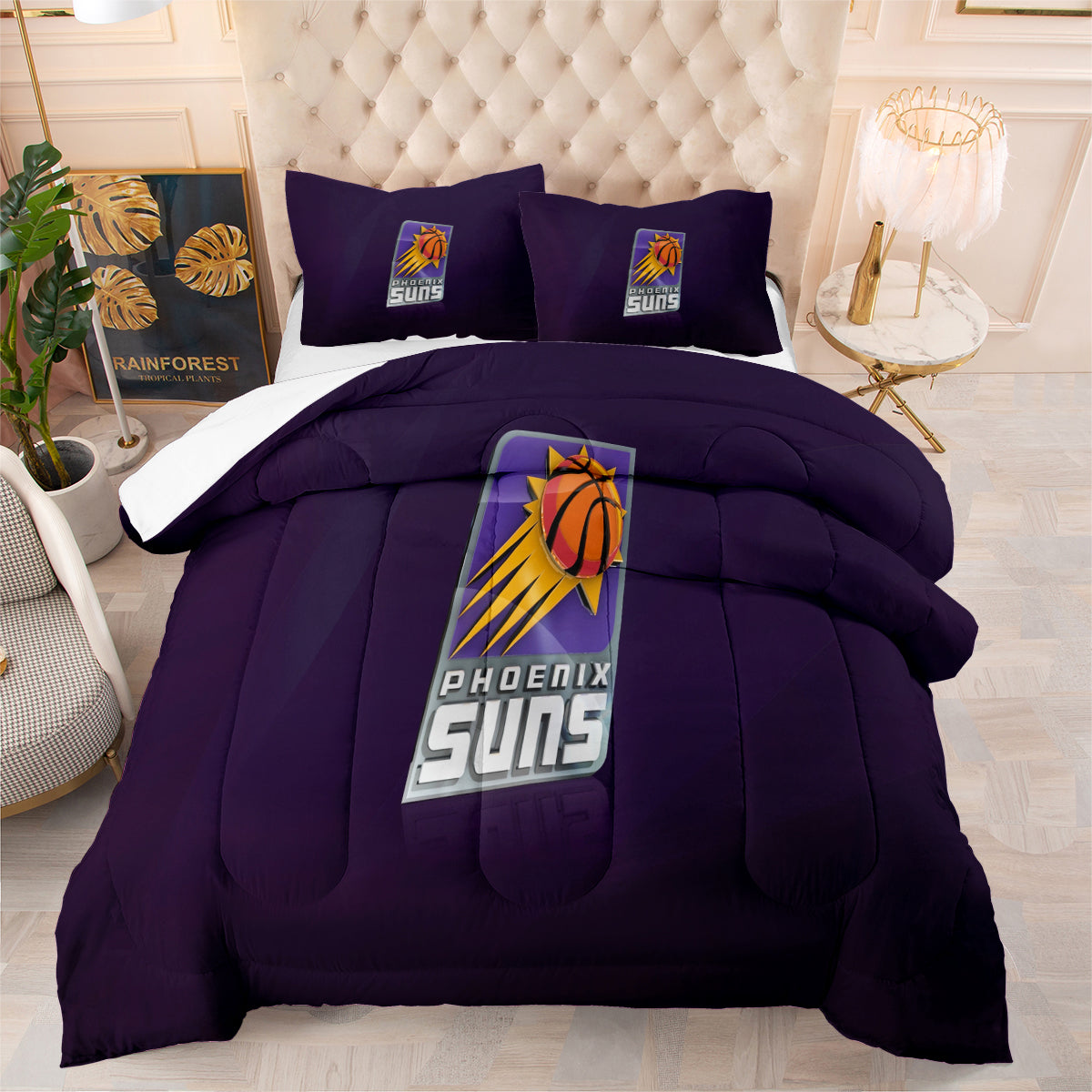 Phoenix Basketball Suns Comforter Pillowcases 3PC Sets All Season Reversible Quilted Duvet