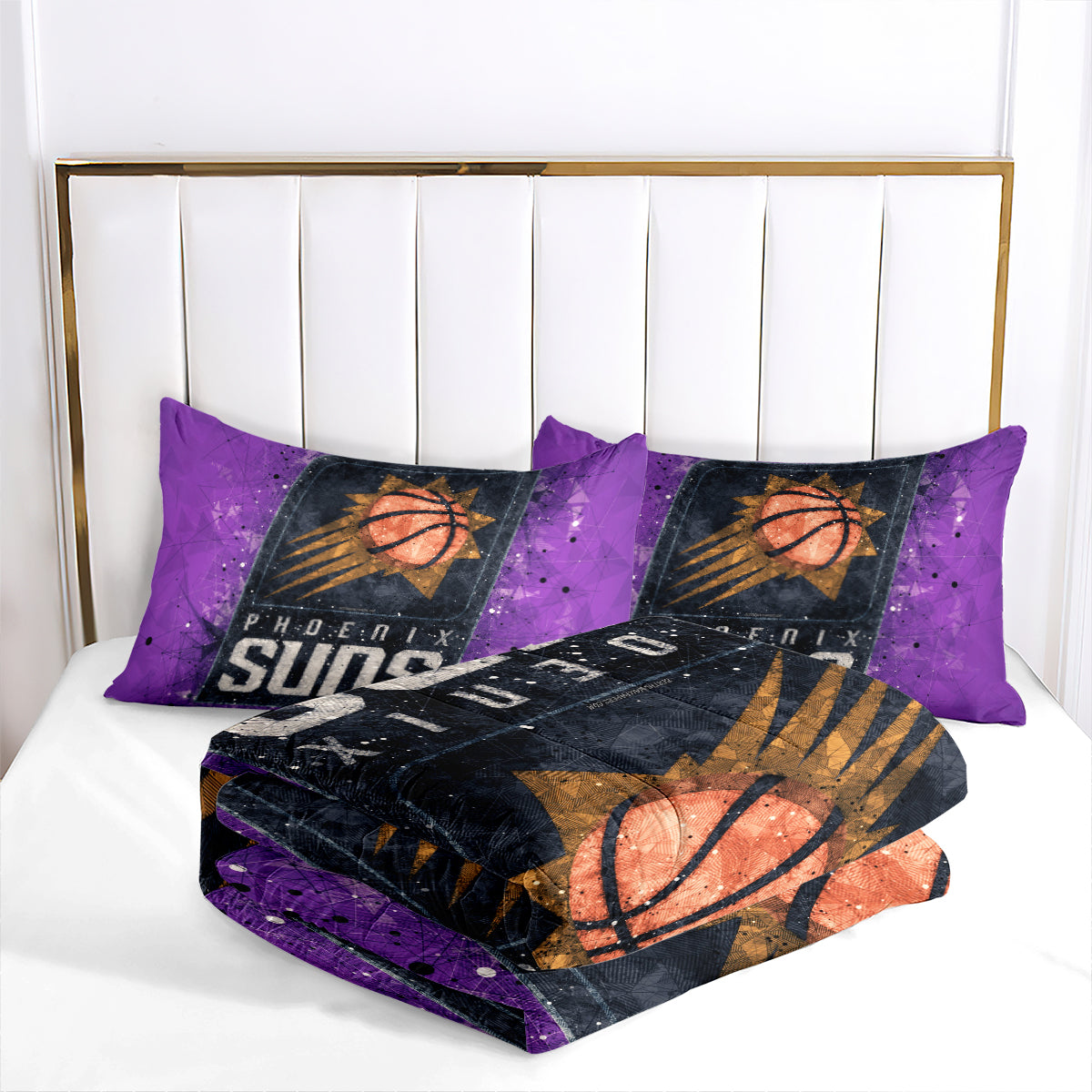 Phoenix Basketball Suns Comforter Pillowcases 3PC Sets All Season Reversible Quilted Duvet