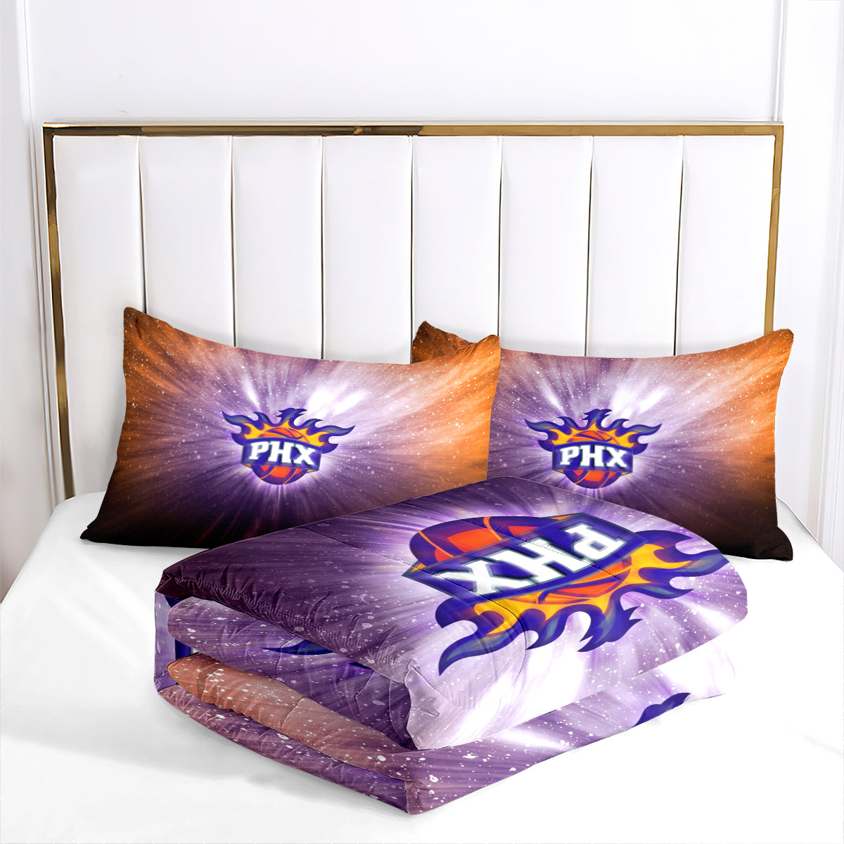 Phoenix Basketball Suns Comforter Pillowcases 3PC Sets All Season Reversible Quilted Duvet