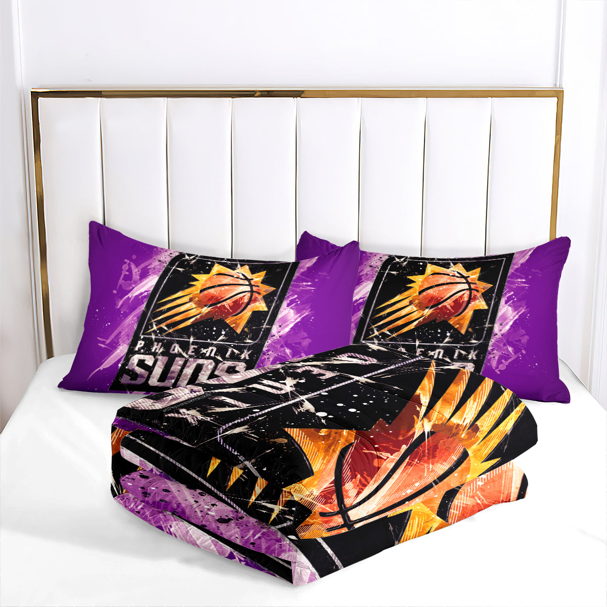 Phoenix Basketball Suns Comforter Pillowcases 3PC Sets All Season Reversible Quilted Duvet