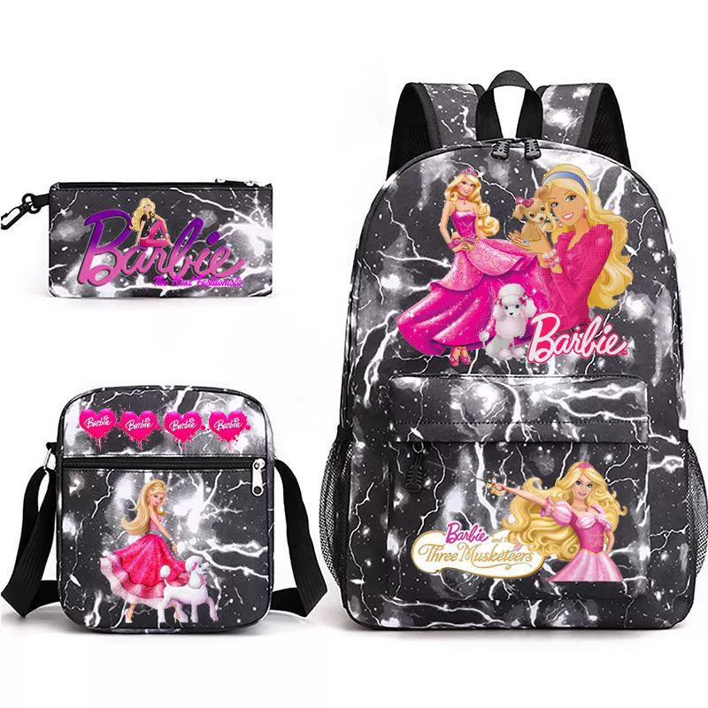 Pink Barbie Schoolbag Backpack Shoulder Bag Pencil Bag 3pcs set for Kids Students