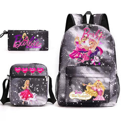 Pink Barbie Schoolbag Backpack Shoulder Bag Pencil Bag 3pcs set for Kids Students