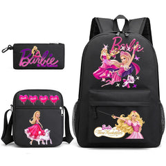 Pink Barbie Schoolbag Backpack Shoulder Bag Pencil Bag 3pcs set for Kids Students
