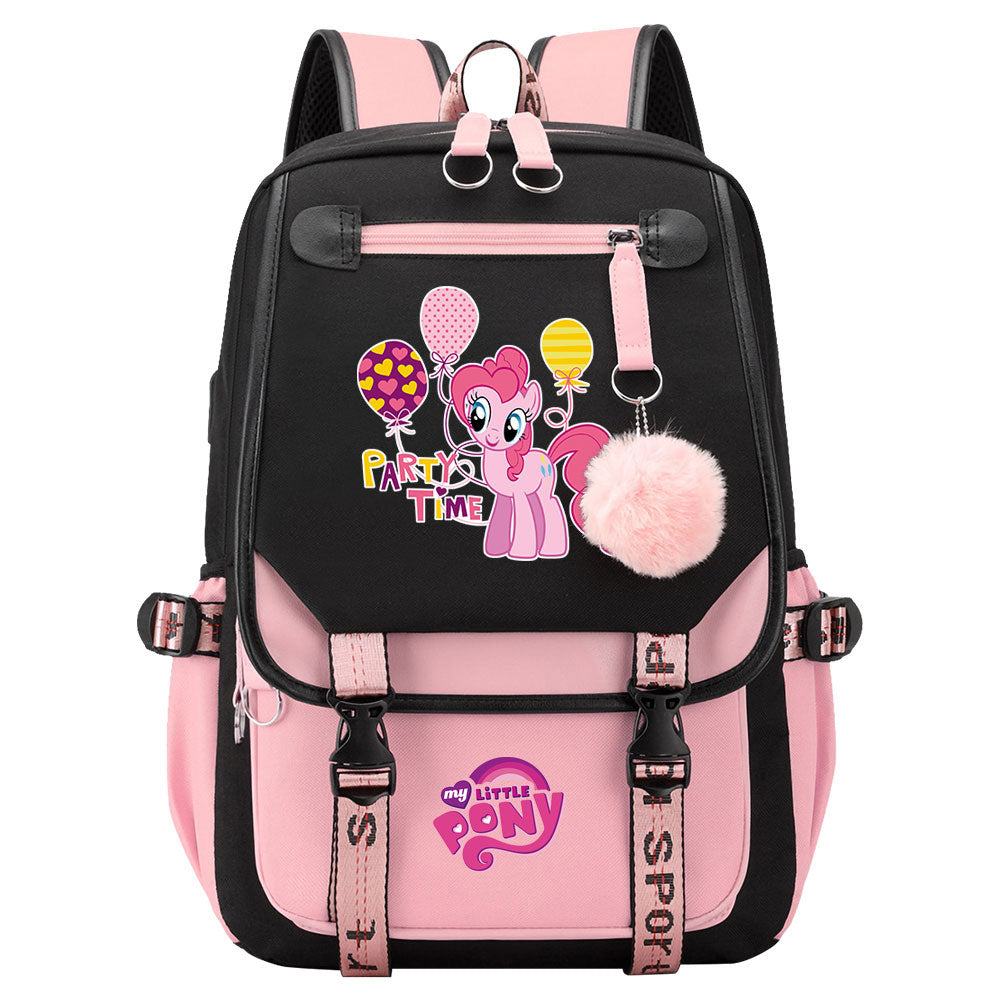My Little Pony Pinkie Pie Waterproof Backpack School Notebook Travel Bag USB Charging